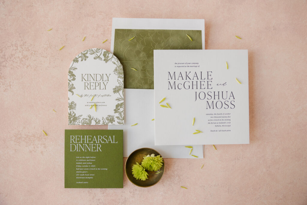 Wedding Stationery with Velvet Envelope Liner