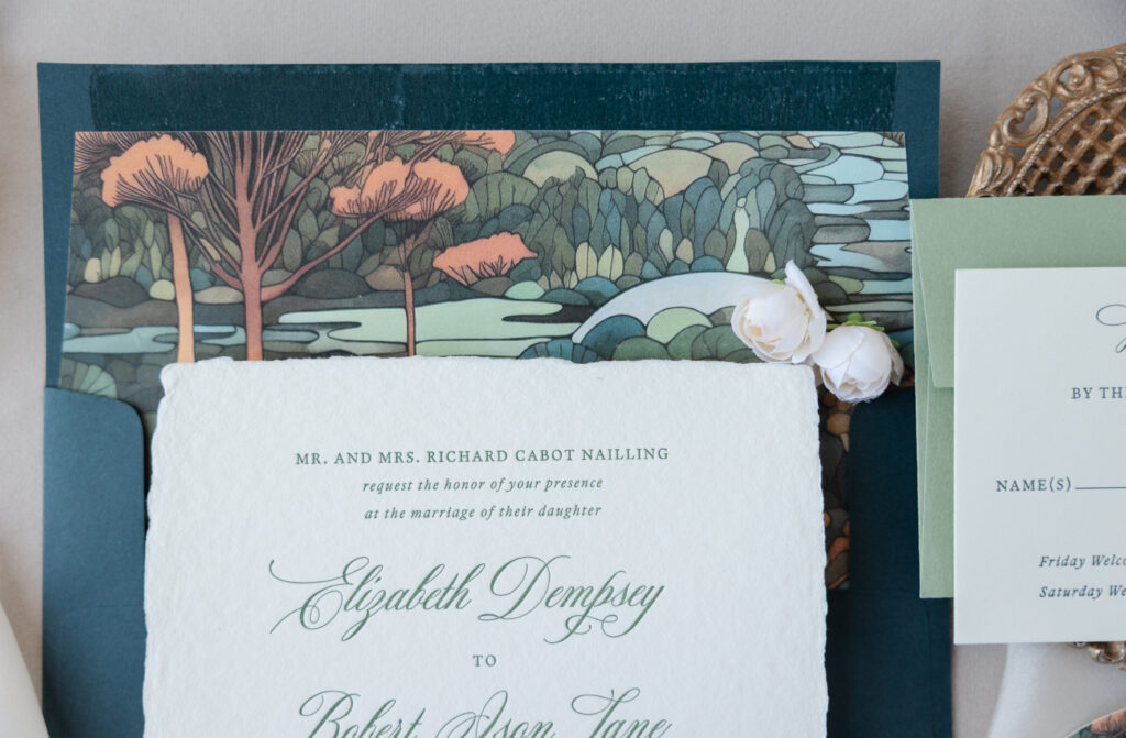 Art Nouveau Letterpress Wedding Invitations