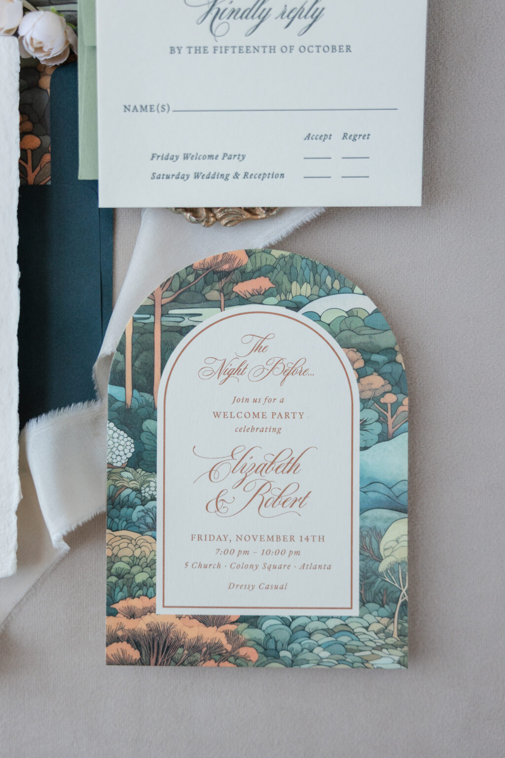 Woodland Arch Die-Cut Welcome Party Card