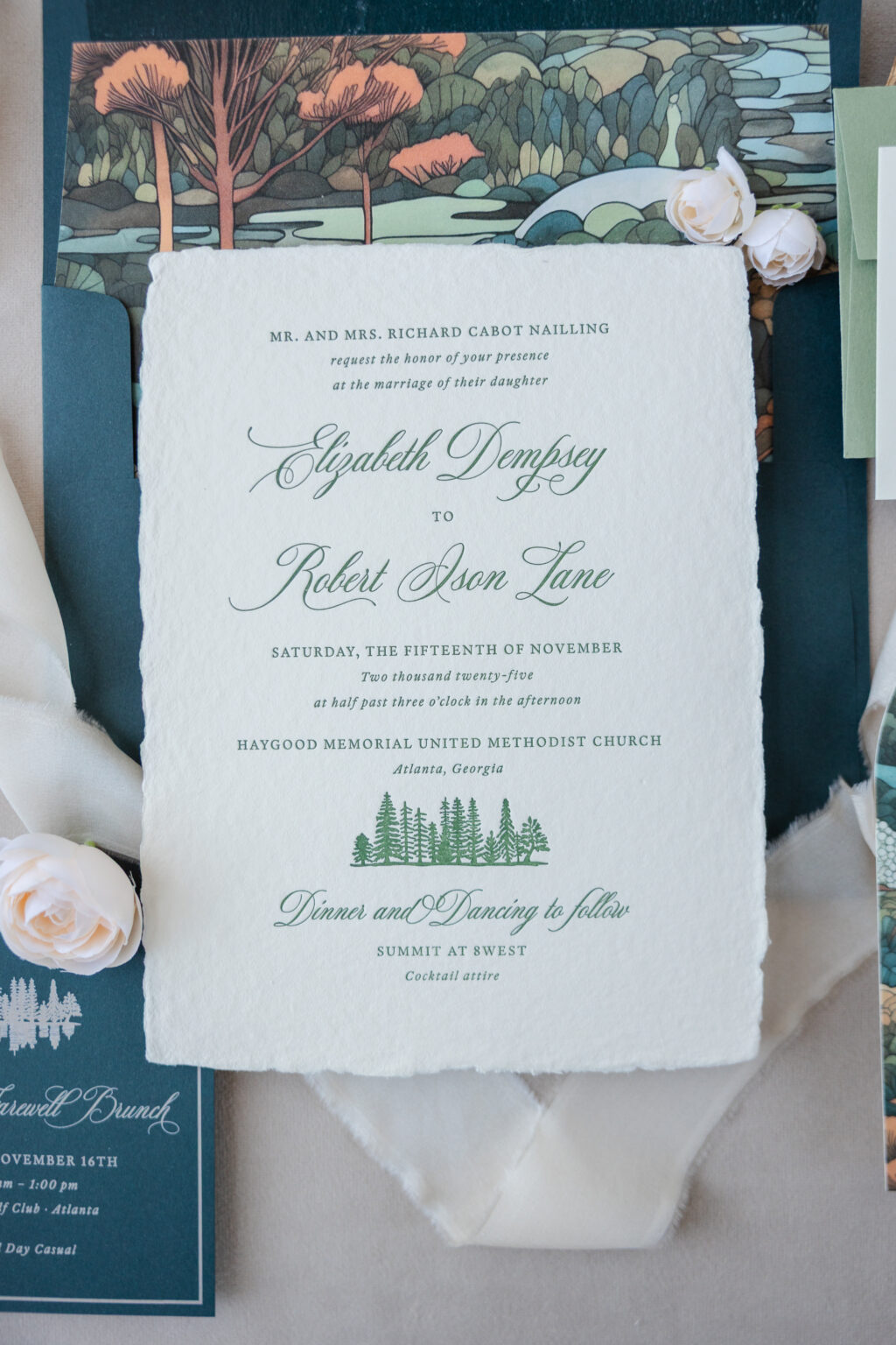 Art Nouveau Letterpress Wedding Invitations