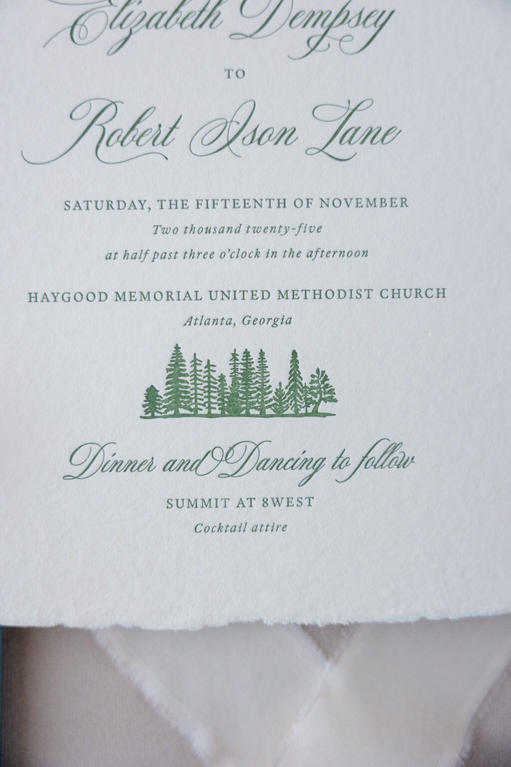 Nature Inspired Letterpress Invitation