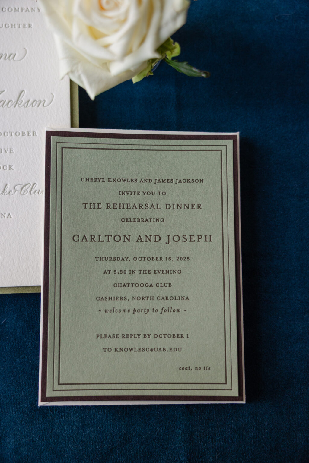 Rehearsal Dinner Invite with Backer