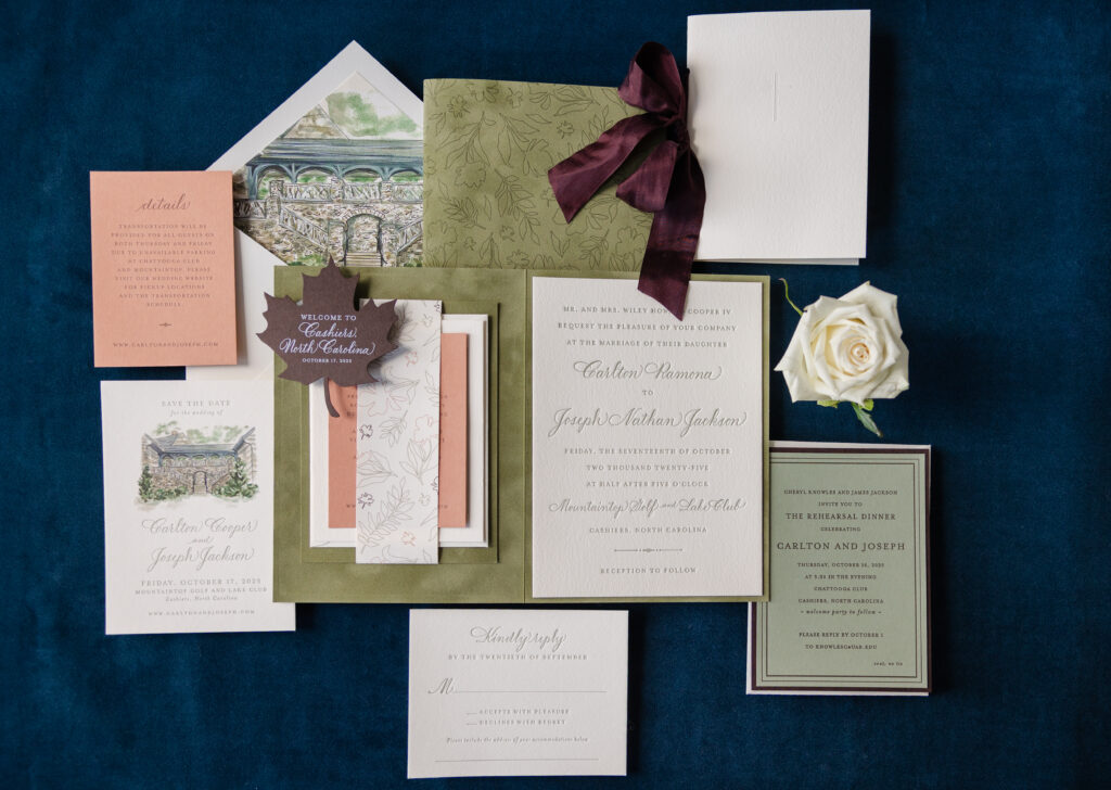 North Carolina Wedding Stationery Suite