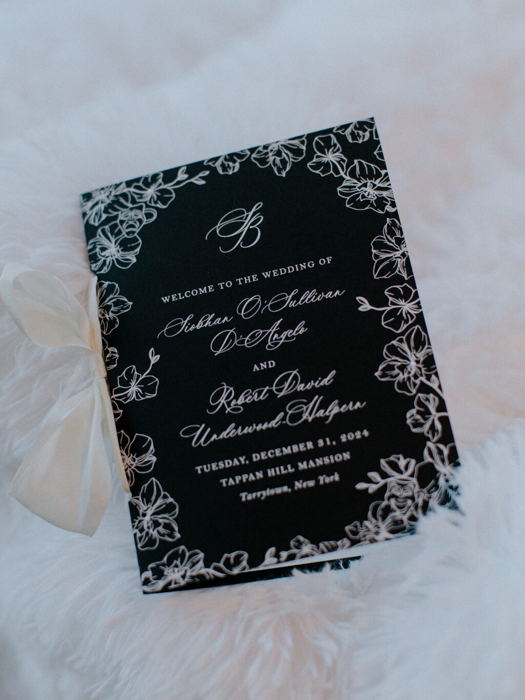 Digitally Printed Wedding Program with Silk Ribbon