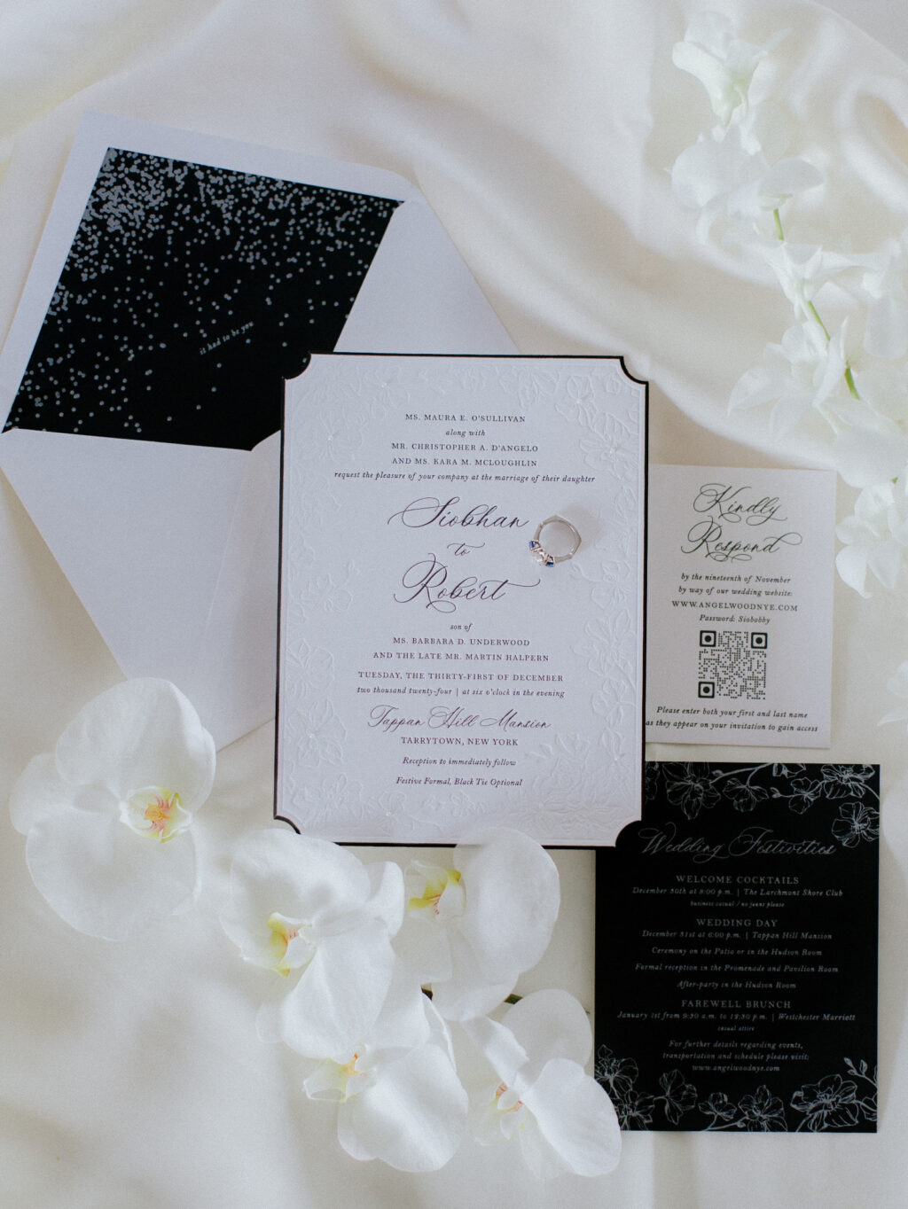 Die-Cut and Bevel Edge Letterpress Wedding Invitation
