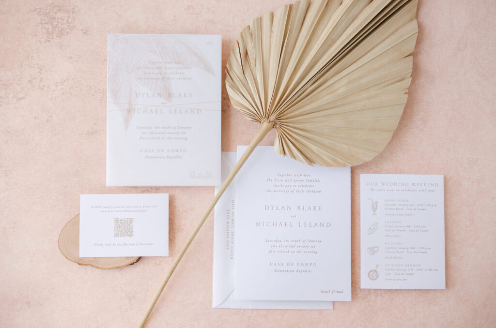Wedding Suite with Palm Frond Line Art