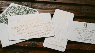 Donegal copper foil stamped wedding invitations