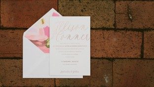 Ellory rose gold foil stamped wedding invitations from Smock