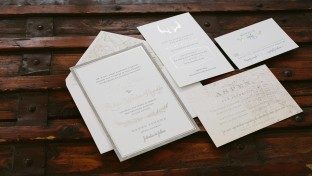 Haynes foil + letterpress wedding invitation suite