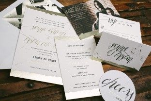 Lennon foil stamped wedding invitations from Smock