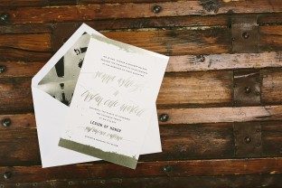 Lennon gold foil stamped wedding invitations