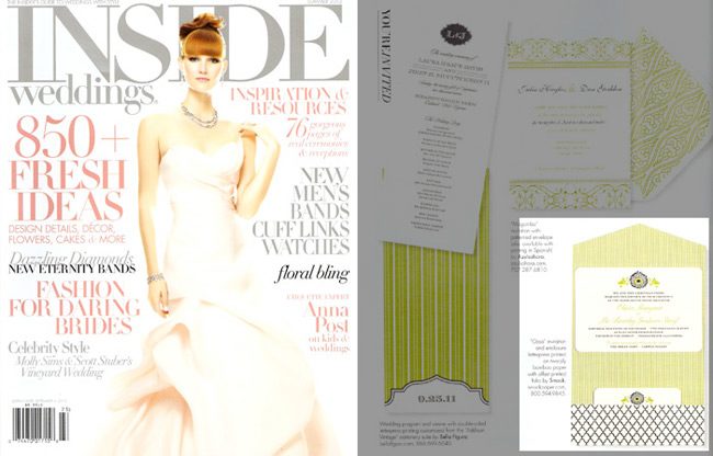 Letterpress wedding invitations from Smock were featured in the Summer 2012 issue of Inside Weddings