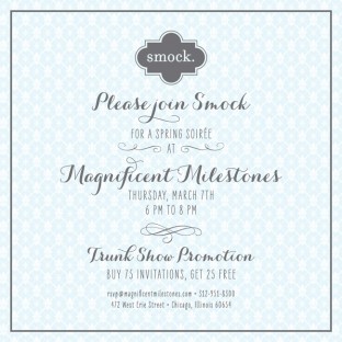 Smock is teaming up with Magnificent Milestones on Thursday, March 7 for a trunk show.