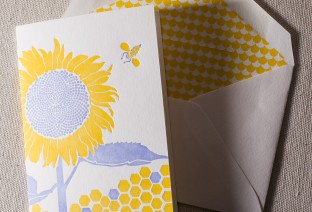 Sunflower letterpress cards 2