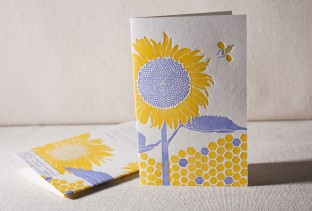 Sunflower letterpress cards