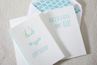 Bikini Birthday letterpress card 2