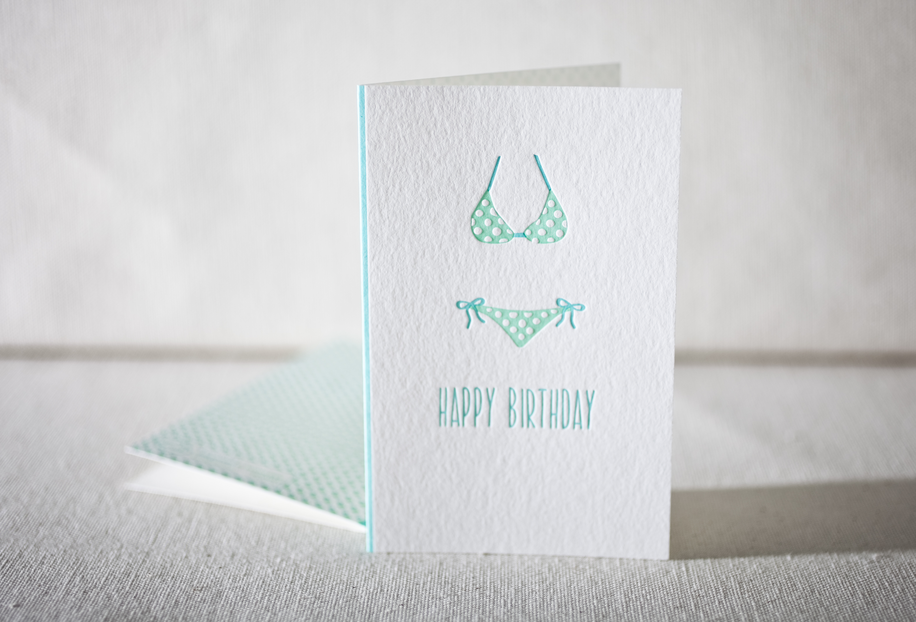 Bikini Birthday letterpress card Smock.