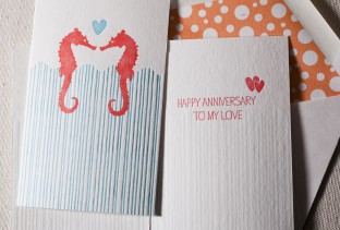 Seahorse Anniversary letterpress card