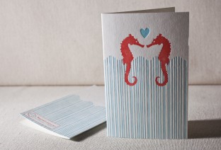 Seahorse Anniversary letterpress card