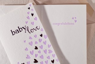 Heartfelt Baby letterpress an 2d foil card
