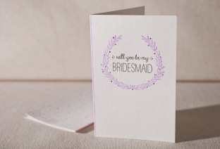 Bridesmaid letterpress and foil card