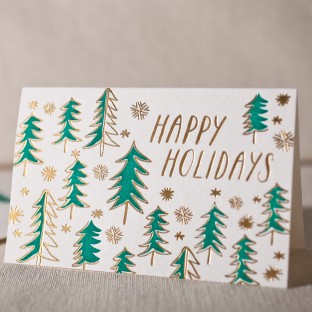 Trees letterpress and foil cards