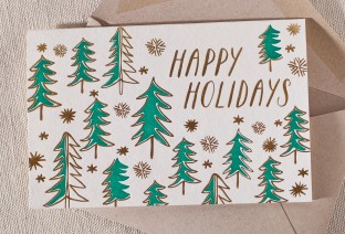 Trees letterpress and foil cards 2