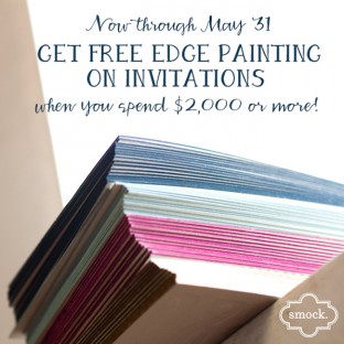 Get free edge painting on letterpress wedding invitations from Smock from now through May 31, 2013