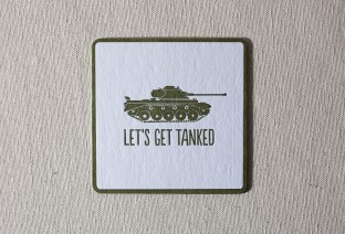 Tanked letterpress coasters