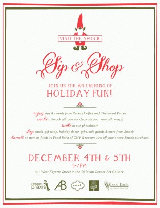 Smock's 2nd annual sip & shop will collection donations for Food Bank of CNY