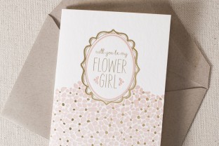 Flower Girl letterpress and foil card with envelope