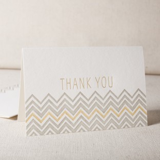 Chevron Thank You 2 letterpress and foil cards