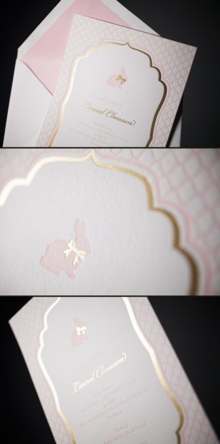 Pretty Pink and Gold Baby Shower Invitations by Smock