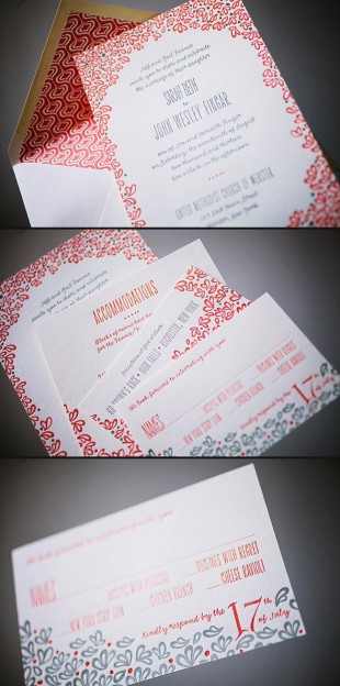 Vibrant Aneto letterpress wedding invitations from Smock