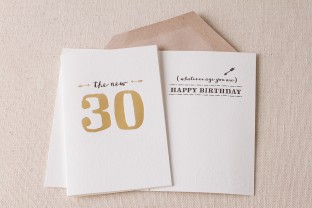 The New 30 letterpress and foil card with envelope