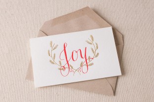 Joy letterpress and foil cards with envelope