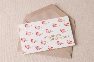 Berries letterpress and foil cards with envelope