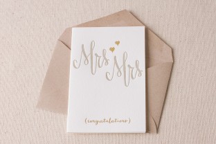 Mrs and Mrs letterpress and foil card with envelope