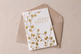 Willow Sympathy letterpress and foil card with envelope