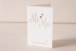Mr and Mrs Script letterpress and foil card