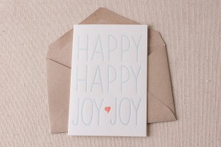 Happy Joy letterpress card with envelope