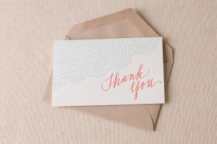 Papaya Thank You letterpress cards with envelope