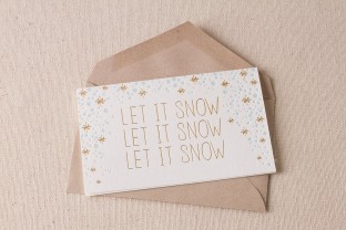 Let It Snow letterpress and foil cards with envelope