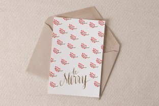 Berries letterpress and foil flat cards with envelope