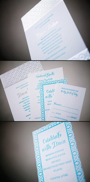 Custom letterpress & foil stamped Bat Mitzvah invitations from Smock