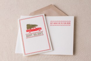 Holiday Wagon letterpress cards with envelope
