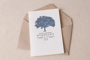Sympathy Tree letterpress card with envelope