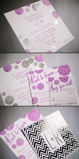 Odin letterpress + foil stamped wedding invitations