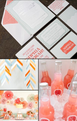 Roxbury B'not Mitzvah letterpress + foil stamped invitations from Smock
