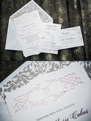 Elegant rose gold invitations from Smock